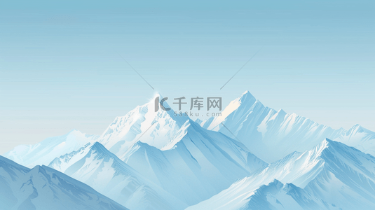 青海雪山背景图片_简约渐变蓝白色雪峰丛山背景