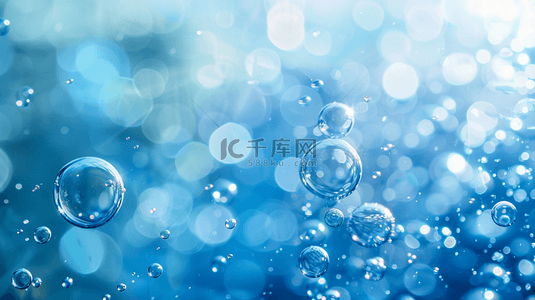 的气泡背景图片_蓝色场景水晶气泡泡沫的背景