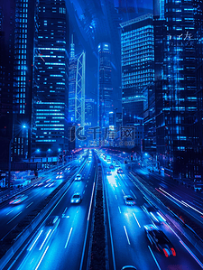 城市现代化背景图片_蓝色科技时尚现代化城市建筑的背景