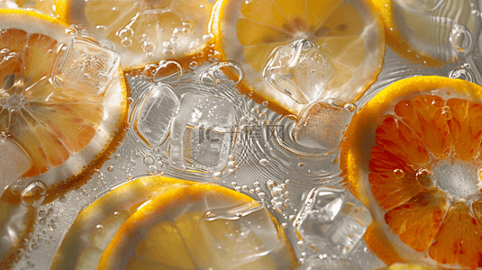 冰块清爽背景图片_夏季清爽柠檬冰块饮料的背景