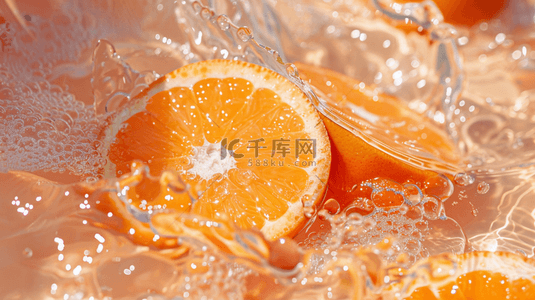 秭归脐橙背景图片_夏日冰水上的香橙背景