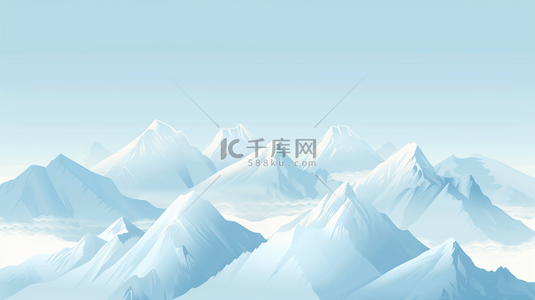 简约渐变蓝白色雪峰丛山背景