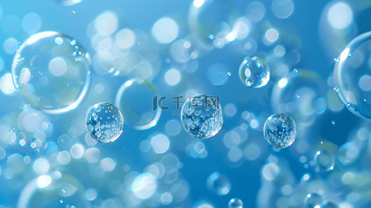 水背景蓝色背景图片_闪烁着气泡的蓝色的水背景