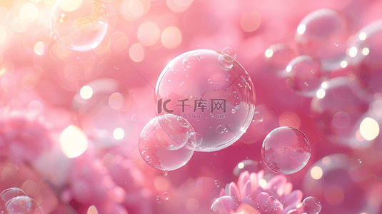透明泡泡背景图片_粉红底色上的透明泡泡背景