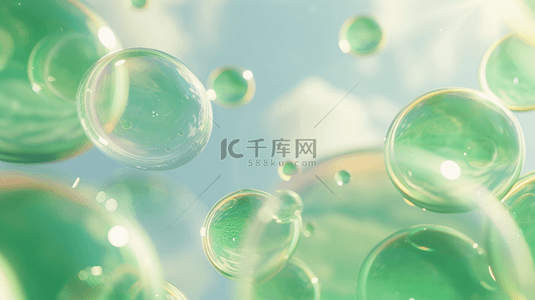 清新绿色气泡泡沫的背景