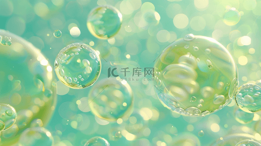 脉轮水晶背景图片_清新绿色气泡泡沫的背景