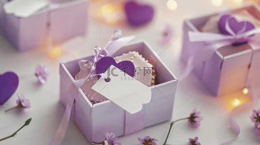 花朵背景紫色背景图片_可爱礼物盒浪漫背景