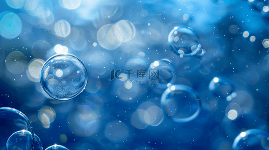 蓝色场景水晶气泡泡沫的背景
