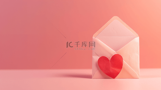浪漫信封背景图片_粉红底色上的红色心形信封背景