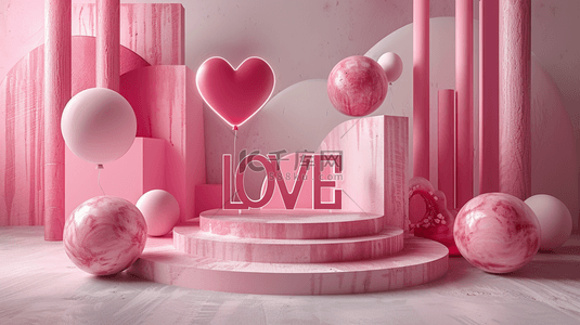 粉色气球装饰浪漫背景