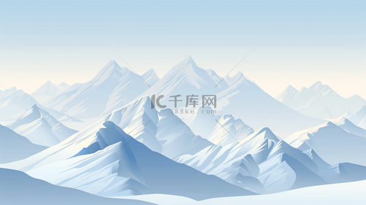 简约渐变蓝白色雪峰丛山背景