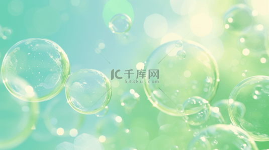 水晶玉兰背景图片_清新绿色气泡泡沫的背景