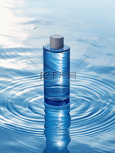 蓝色水水背景图片_蓝色瓶装爽肤水水波纹场景拍摄的背景