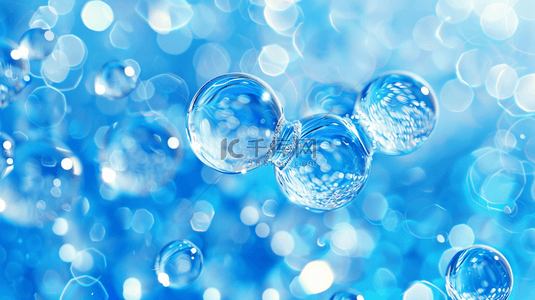 水袋气球背景图片_闪烁着气泡的蓝色的水背景