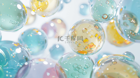 透明气泡彩色背景图片_3D透明水晶气泡背景