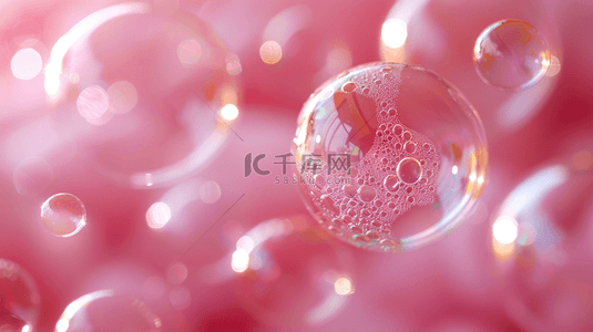 透明泡泡背景图片_粉红底色上的透明泡泡背景