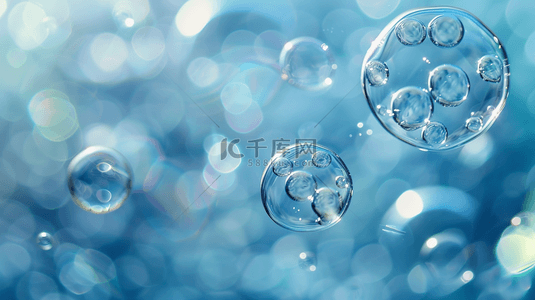 气泡蓝色背景背景图片_蓝色场景水晶气泡泡沫的背景