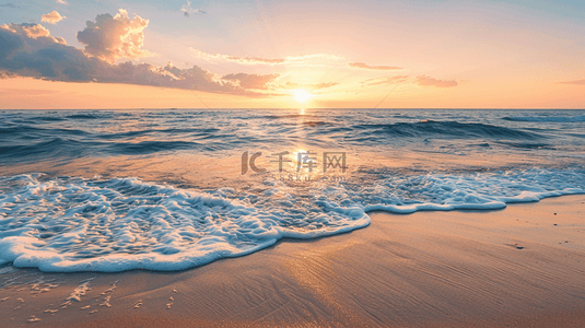 沙滩日出背景图片_清晨的海岸沙滩背景