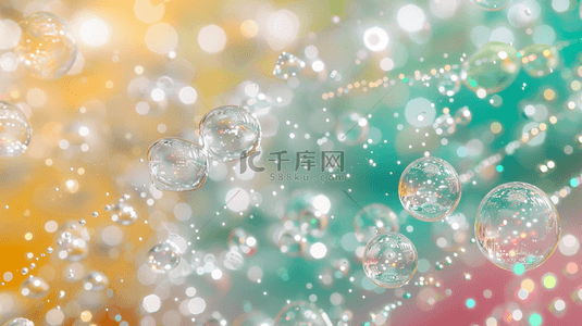 闪烁着气泡的五颜六色的水背景