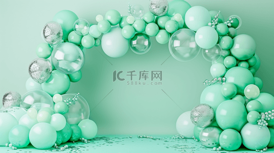 绿色气球清新浪漫背景