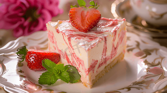 草莓奶酪芝士蛋糕摄影19