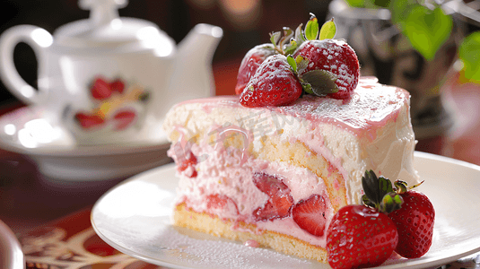 草莓奶酪芝士蛋糕摄影14