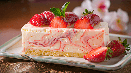 草莓奶酪芝士蛋糕摄影22