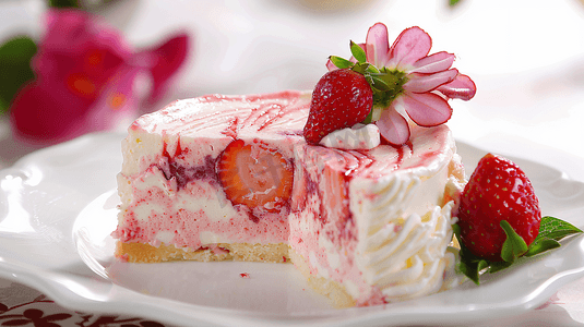 芝士蛋糕蛋糕摄影照片_草莓奶酪芝士蛋糕摄影7