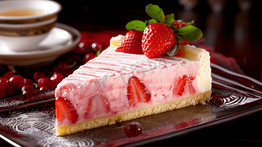 草莓奶酪芝士蛋糕摄影5