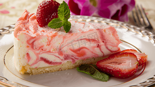 草莓奶酪芝士蛋糕摄影20