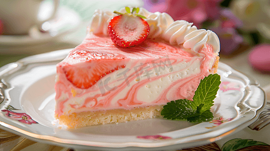 芝士蛋糕蛋糕摄影照片_草莓奶酪芝士蛋糕摄影9