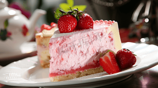 草莓奶酪芝士蛋糕摄影11