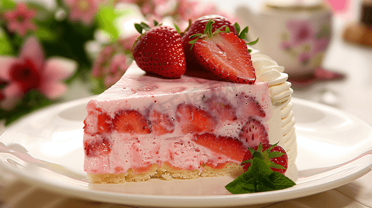 草莓奶酪芝士蛋糕摄影23