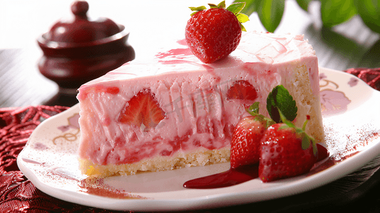草莓奶酪芝士蛋糕摄影12