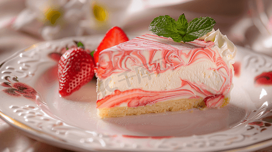 草莓奶酪芝士蛋糕摄影4