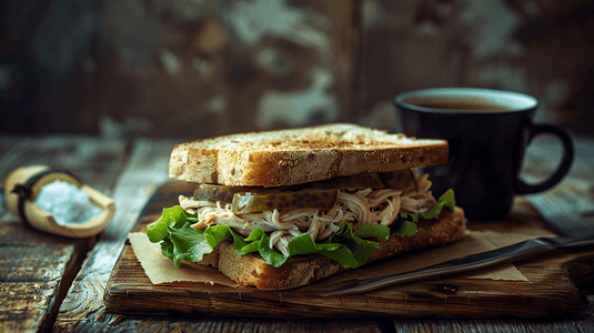 咖啡简餐摄影照片_三明治咖啡轻食简餐19