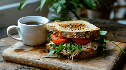 咖啡简餐摄影照片_三明治咖啡轻食简餐16