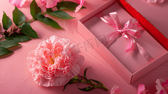 鲜花康乃馨和礼物盒子8