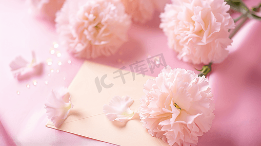 鲜花康乃馨和信封摄影3