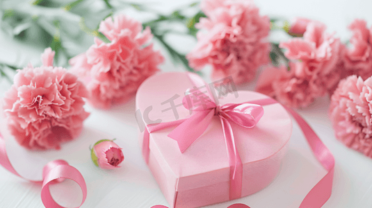 鲜花康乃馨和礼物盒子24