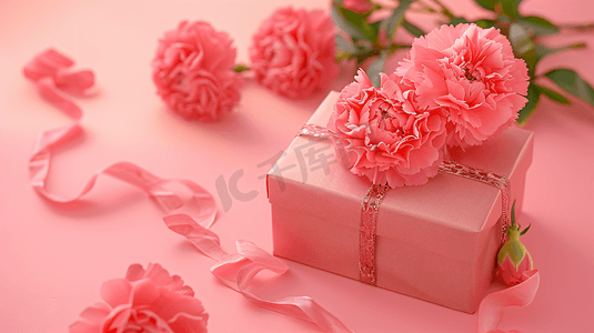 鲜花康乃馨和礼物盒子15