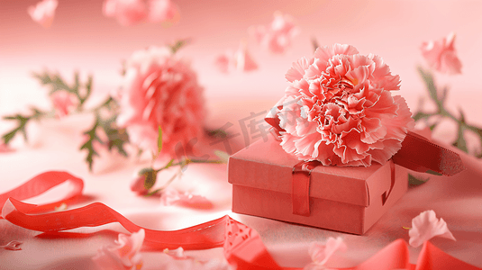 鲜花康乃馨和礼物盒子14