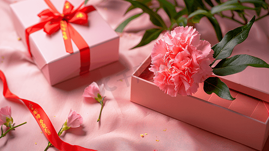 鲜花康乃馨和礼物盒子9