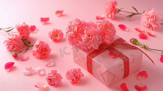 鲜花康乃馨和礼物盒子41