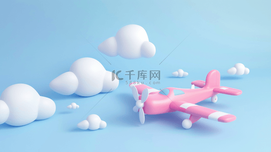 云朵和背景图片_六一儿童节3D卡通白云和飞机设计