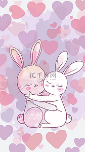 和动物背景图片_520两只可爱小兔子和爱心设计图