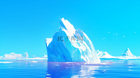 唯美蓝色海面上冰山一角的背景