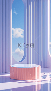 618大促素材背景图片_夏天蓝紫色长虹玻璃产品展示空间素材