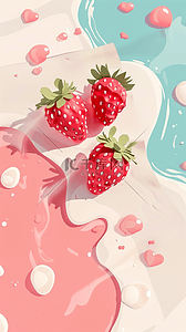 一篮草莓动画背景图片_清新可爱半透明液体草莓手机壳背景
