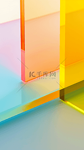 玻璃质感蓝色背景图片_彩色果冻玻璃质感抽象概念空间背景